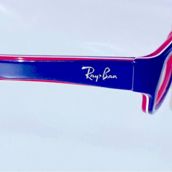 Ray-Ban Red White & Navy Blue Eye glass /Sunglasses Frames w/Original Case - Picture 6 of 9